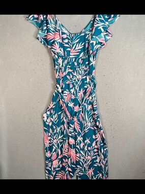 Lilly Pulitzer Teal & Pink Floral Maxi Dress